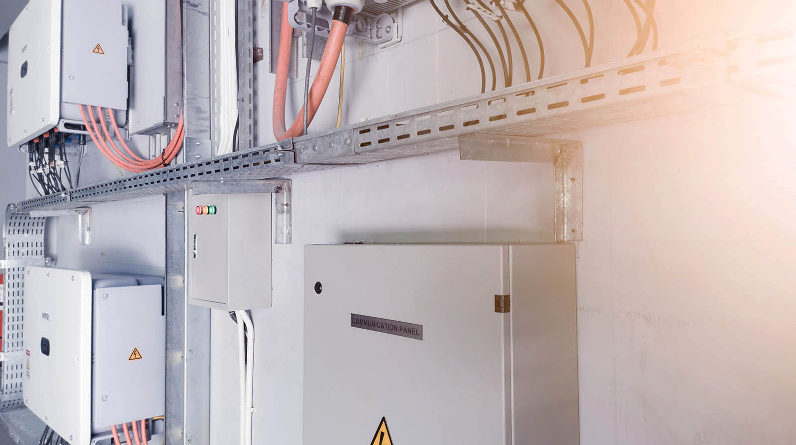 Inwertery i rozdzielnice instalacji fotowoltaicznej z magazynem energii połączonej z siecią