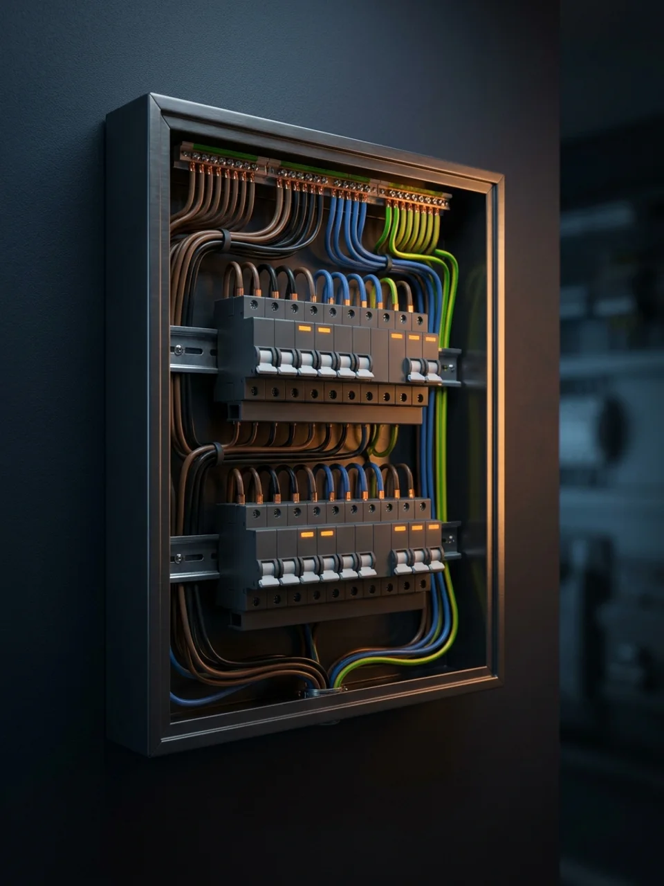 Nowoczesna rozdzielnica elektryczna z perfekcyjnie ułożonym okablowaniem - kompleksowe instalacje elektryczne EKPOL
